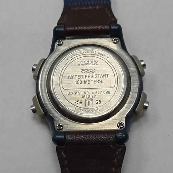 Womens Vintage 1999 Timex Expedition 35mm Digital Watch Khaki Blue New Battery - Picture 11 of 12